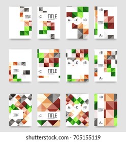 Conjunto de fondo de la cubierta del folleto, una plantilla 4. Diseños de diseño de presentaciones empresariales, diseños de folletos o volantes o banners web geométricos