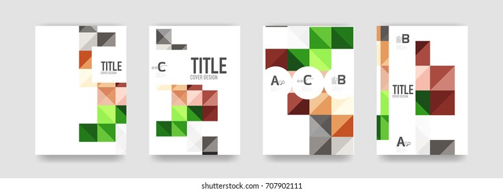 Conjunto de fondo de la cubierta del folleto, una plantilla 4. Diseños de diseño de presentaciones empresariales, diseños de folletos o volantes o banners web geométricos