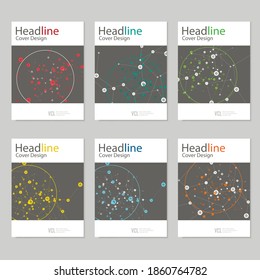 Set brochure cover template for connect, network, healthcare, science and technology