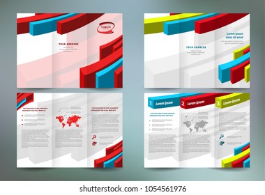 Set Brochure design template colored action 3d lines stripes