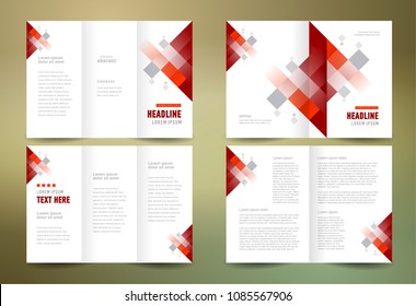 Set Brochure design template tri-fold and booklet abstract squares