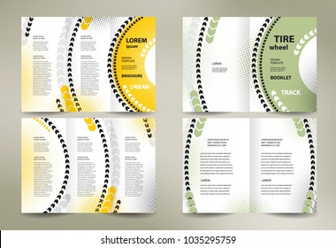 Set Brochure design template vector booklet and tri-fold tire wheel track abstract