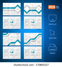 set brochure design template vector leaflet geometric abstract graph diagram blue line grey background.  mock-up is no effect, no transparent