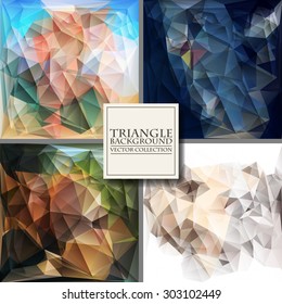 Set of Brochure Design Templates. Geometric Triangular Abstract Modern Backgrounds. Vector Illustration.