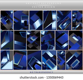 Set of brochure & flyer cover template and business cards. Dark blue color gradient art shiny lights pattern backgrounds. Ideal for brochure & flyer cover template and business cards.