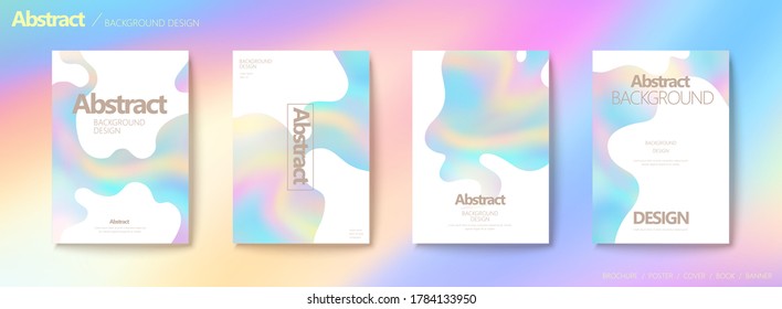 Conjunto de plancha de la cubierta de folletos y volantes, textura holográfica en máscaras de recorte con forma de fluido