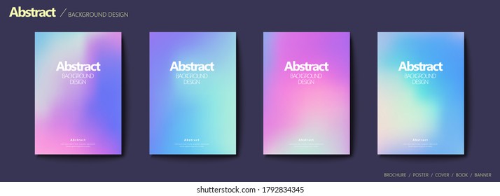 Set of brochure and flyer cover template, with blurry gradient background design in pastel tone