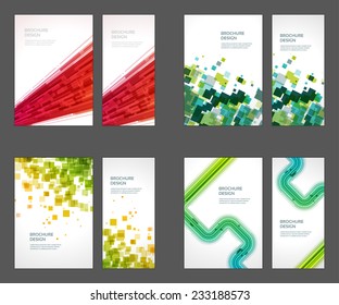 Set of Brochure Flyer design vector template Geometric Lines and Lights abstract backgrounds