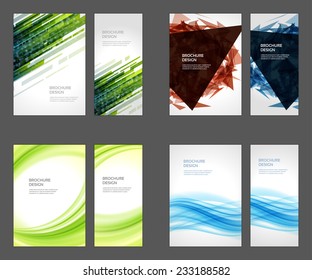 Conjunto de plantillas vectoriales de diseño de folleto Líneas geométricas y luces de fondo abstracto