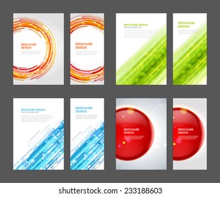 Conjunto de plantillas vectoriales de diseño de folleto Líneas geométricas y luces de fondo abstracto