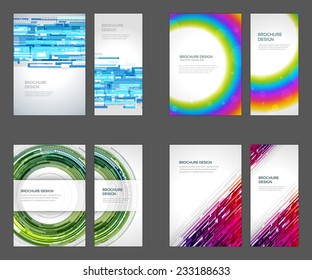 Set of Brochure Flyer design vector template Geometric Lines and Lights abstract backgrounds