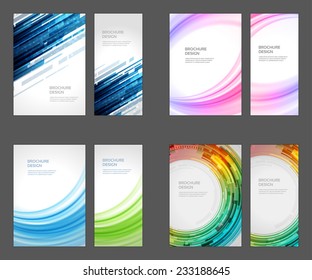 Set of Brochure Flyer design vector template Geometric Lines and Lights abstract backgrounds