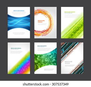 Set of Brochure Flyer design vector template Geometric Lines and Lights abstract backgrounds 