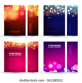 Set of brochure & flyer template with bokeh lights. Vector illustration