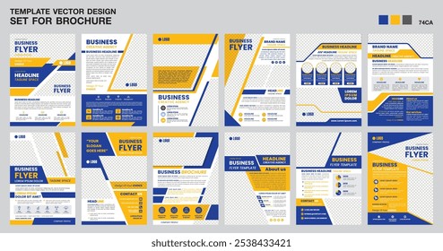 set of brochure and flyer template design, Template vector design set for Brochure, 12 Pages brochure Template, business flyer design template, business brochure.