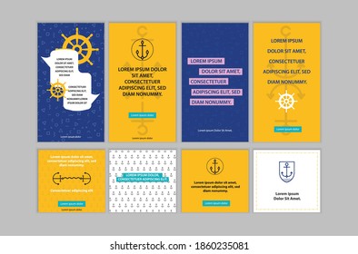 Set of Brochure, Flyer,post, Advertising, modern, minimal, Anchor, Helm, brand, market,vector templates 