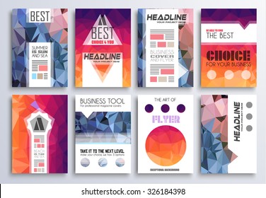 Set Of Brochure, Flyers And Layout Templates For You Projects. Ideal To Use For Brochures Template, Book Cover, Magazine Fron Page And Generic Printed Material.