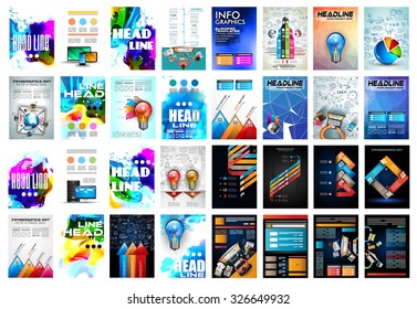 Set of Brochure, Flyers and layout templates for you projects. Ideal to use for brochures template, book cover, magazine fron page and generic printed material.