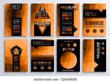 Set of Brochure, Flyers and layout templates for you projects. Ideal to use for brochures template, book cover, magazine fron page and generic printed material.