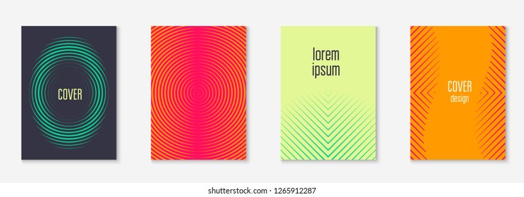 Set brochure. Green and yellow. Creative flyer, presentation, placard, wallpaper concept. Set brochure as minimalist trendy cover. Line geometric element.