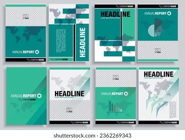 Establecer plantilla de diseño de esquema de folleto. Presentación del fondo moderno en el folleto del informe anual