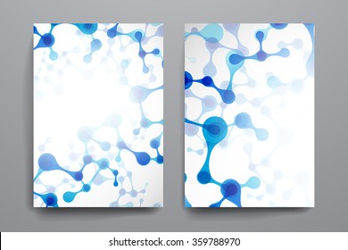 Set of brochure, poster design templates in DNA molecule style