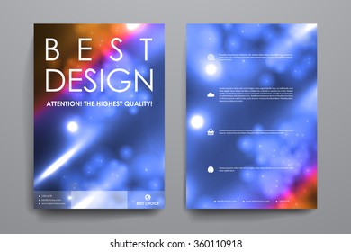 Set of brochure, poster design templates in neon molecule structure style