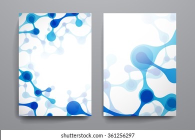 Set of brochure, poster design templates in DNA molecule style