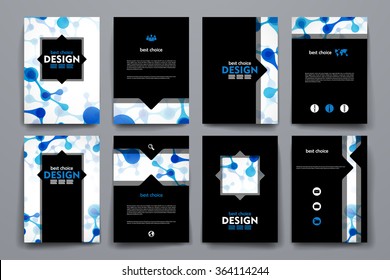 Set of brochure, poster design templates in DNA molecule style