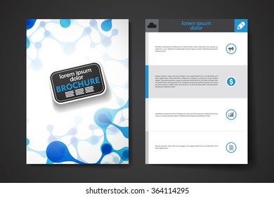 Set of brochure, poster design templates in DNA molecule style
