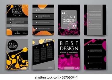 Set of brochure, poster design templates in DNA molecule style