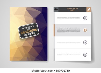 Set of brochure, poster design templates in polygonal style