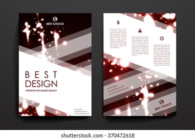Set of brochure, poster design templates in neon molecule structure style