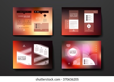 Set of brochure, poster design templates in Chinese New Year style