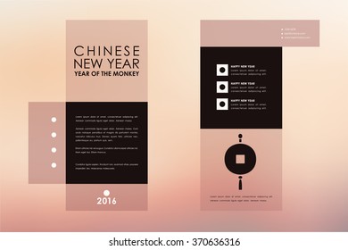 Set of brochure, poster design templates in Chinese New Year style