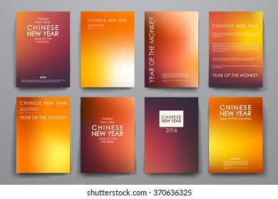 Set of brochure, poster design templates in Chinese New Year style