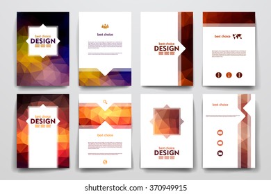 Set of brochure, poster design templates in polygonal style