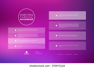 Set of brochure, poster design templates in Mardi Gras style