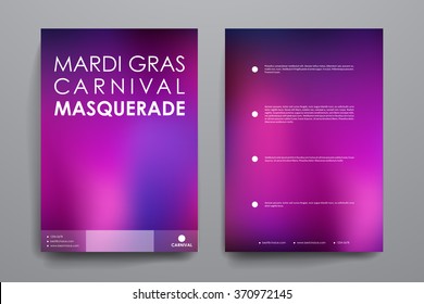 Set of brochure, poster design templates in Mardi Gras style