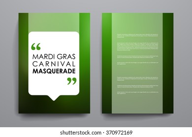 Set of brochure, poster design templates in Mardi Gras style