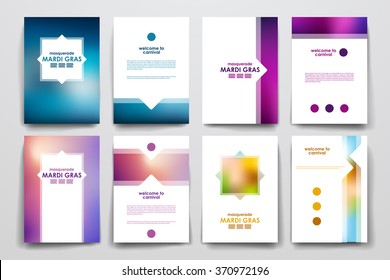 Set of brochure, poster design templates in Mardi Gras style