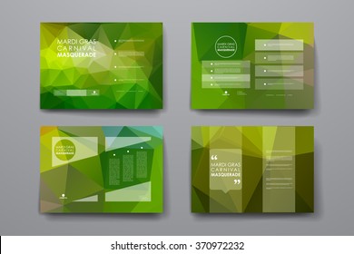 Set of brochure, poster design templates in Mardi Gras style