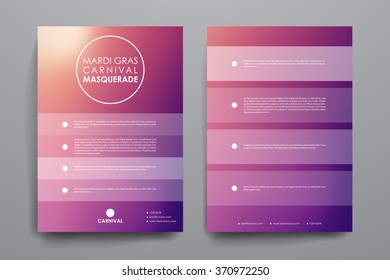 Set of brochure, poster design templates in Mardi Gras style