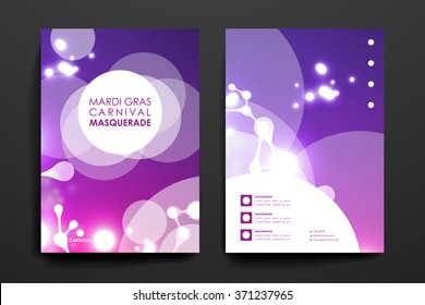 Set of brochure, poster design templates in Mardi Gras style