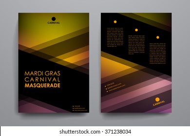 Set of brochure, poster design templates in Mardi Gras style