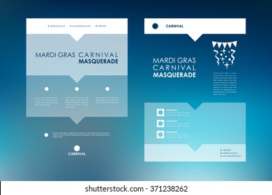 Set of brochure, poster design templates in Mardi Gras style