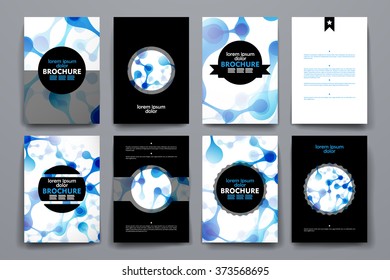 Set of brochure, poster design templates in DNA molecule style