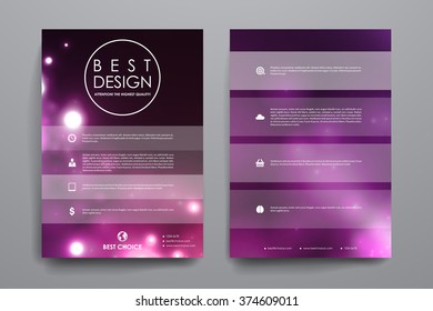 Set of brochure, poster design templates in neon molecule structure style