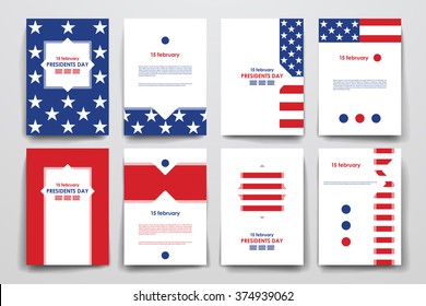 Set of brochure, poster design templates in Presidents Day style