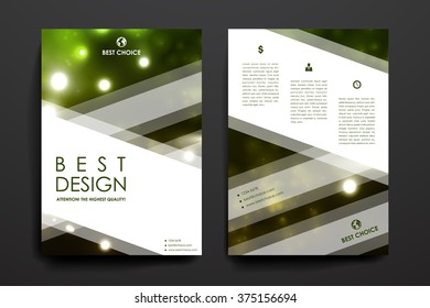 Set of brochure, poster design templates in neon molecule structure style